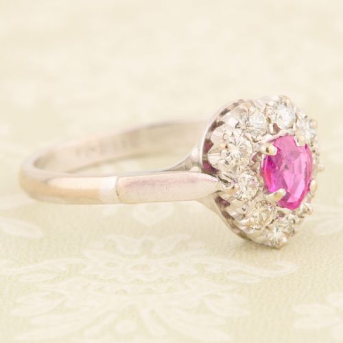 18CT WHITE GOLD PEAR RUBY DIAMOND CLUSTER RING - ADDITIONAL PHOTO 2