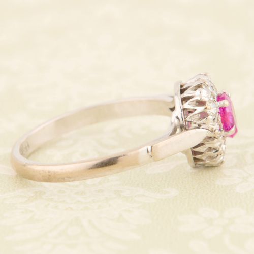 18CT WHITE GOLD PEAR RUBY DIAMOND CLUSTER RING - ADDITIONAL PHOTO 3