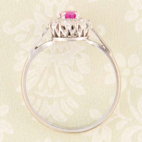 18CT WHITE GOLD PEAR RUBY DIAMOND CLUSTER RING - ADDITIONAL PHOTO 5