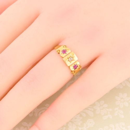18CT GOLD RUBY DIAMOND GYPSY RING - ADDITIONAL PHOTO 1