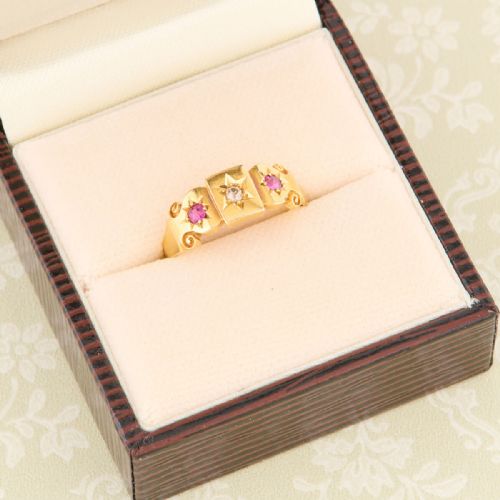 18CT GOLD RUBY DIAMOND GYPSY RING - ADDITIONAL PHOTO 8