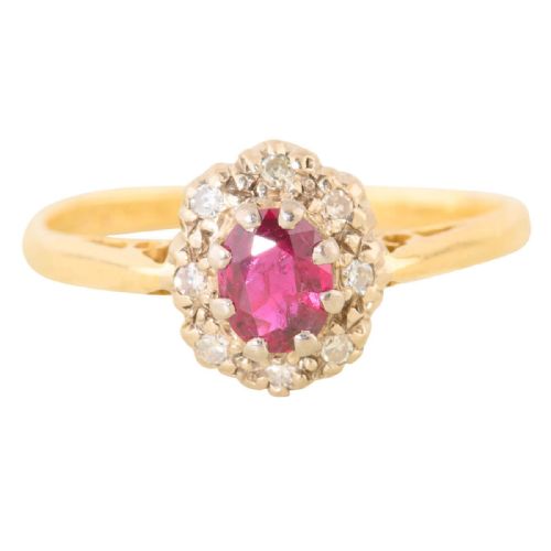 18CT GOLD RUBY DIAMOND CLUSTER RING - ADDITIONAL PHOTO 2