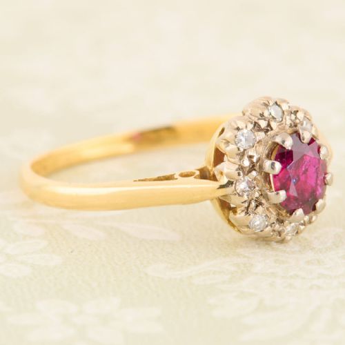 18CT GOLD RUBY DIAMOND CLUSTER RING - ADDITIONAL PHOTO 3