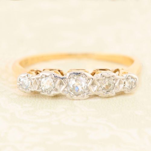 18ct gold 5 stone diamond ring 024 carat - CATEGORY: ANTIQUE JEWELLERY - DATED 1900