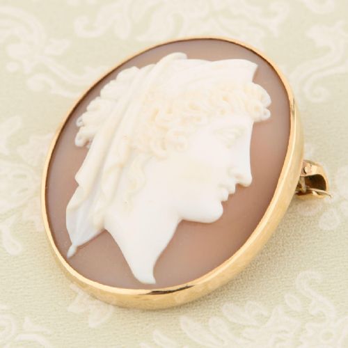 9CT GOLD CAMEO BROOCH - ADDITIONAL PHOTO 1