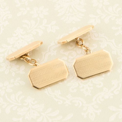 9CT GOLD RECTANGLE CHAIN CUFFLINKS 193738 - ADDITIONAL PHOTO 1
