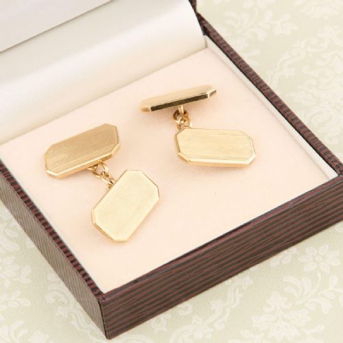9CT GOLD RECTANGLE CHAIN CUFFLINKS 193738 - ADDITIONAL PHOTO 5