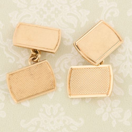 9ct gold rectangle chain cufflinks 1962 - CATEGORY: ANTIQUE JEWELLERY - DATED 1960