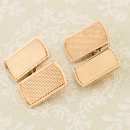 9CT GOLD RECTANGLE CHAIN CUFFLINKS 1962 - ADDITIONAL PHOTO 2