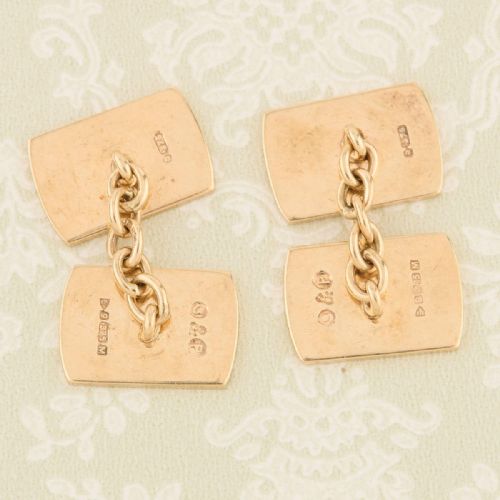 9CT GOLD RECTANGLE CHAIN CUFFLINKS 1962 - ADDITIONAL PHOTO 3