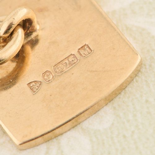 9CT GOLD RECTANGLE CHAIN CUFFLINKS 1962 - ADDITIONAL PHOTO 4