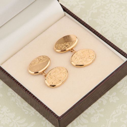 15CT GOLD OVAL CHAIN CUFFLINKS 191314 - ADDITIONAL PHOTO 4