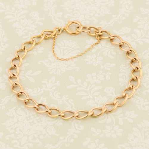 9ct gold 7 curb bracelet 194950 - CATEGORY: ANTIQUE JEWELLERY - DATED 1950