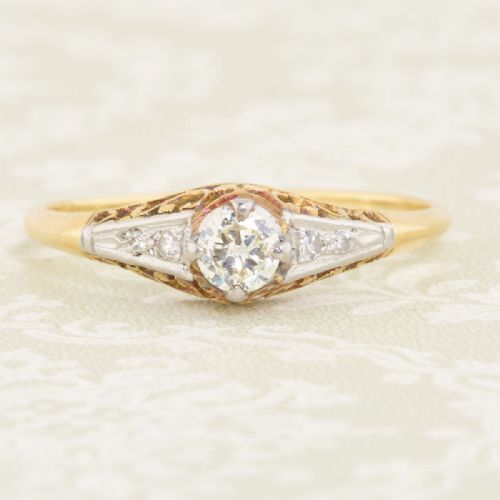 18ct gold solitaire diamond ring - CATEGORY: ANTIQUE JEWELLERY - DATED 1950