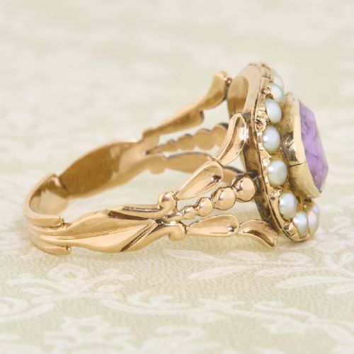 GEORGIAN 15CT GOLD AMETHYST MOURNING RING - ADDITIONAL PHOTO 3