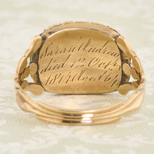 GEORGIAN 15CT GOLD AMETHYST MOURNING RING - ADDITIONAL PHOTO 4