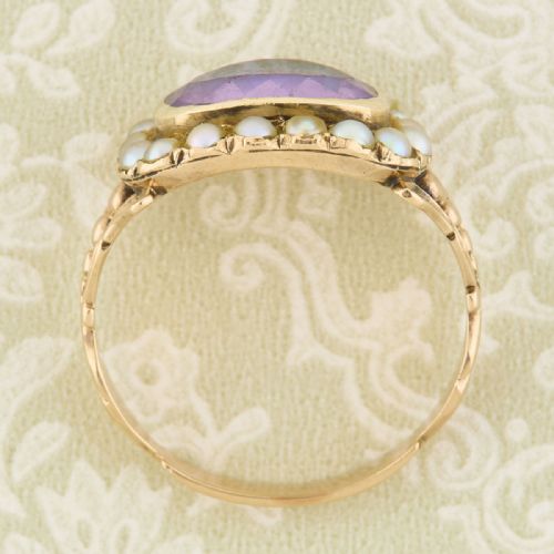 GEORGIAN 15CT GOLD AMETHYST MOURNING RING - ADDITIONAL PHOTO 5