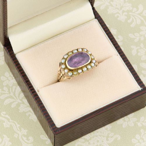 GEORGIAN 15CT GOLD AMETHYST MOURNING RING - ADDITIONAL PHOTO 6