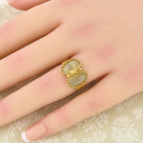 VICTORIAN 18CT GOLD CATS EYE CHRYSOBERYL DRESS RING - ADDITIONAL PHOTO 1