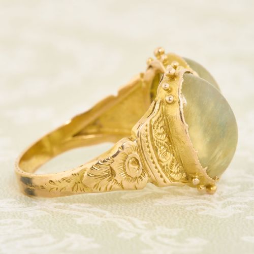 VICTORIAN 18CT GOLD CATS EYE CHRYSOBERYL DRESS RING - ADDITIONAL PHOTO 3