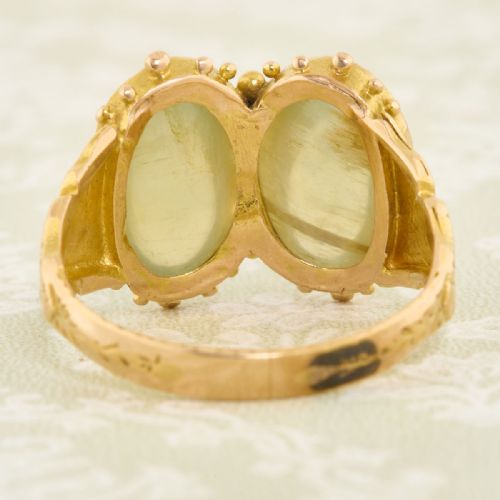 VICTORIAN 18CT GOLD CATS EYE CHRYSOBERYL DRESS RING - ADDITIONAL PHOTO 4