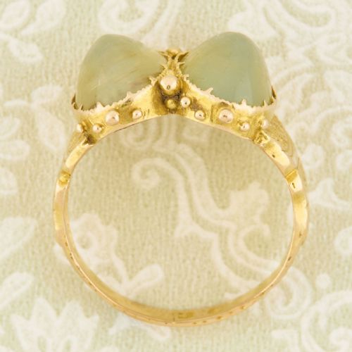 VICTORIAN 18CT GOLD CATS EYE CHRYSOBERYL DRESS RING - ADDITIONAL PHOTO 5