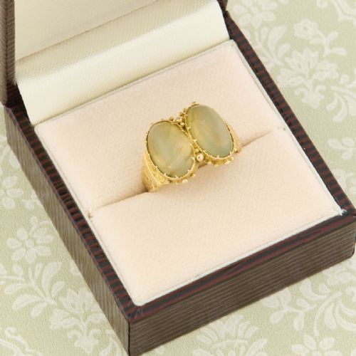 VICTORIAN 18CT GOLD CATS EYE CHRYSOBERYL DRESS RING - ADDITIONAL PHOTO 7