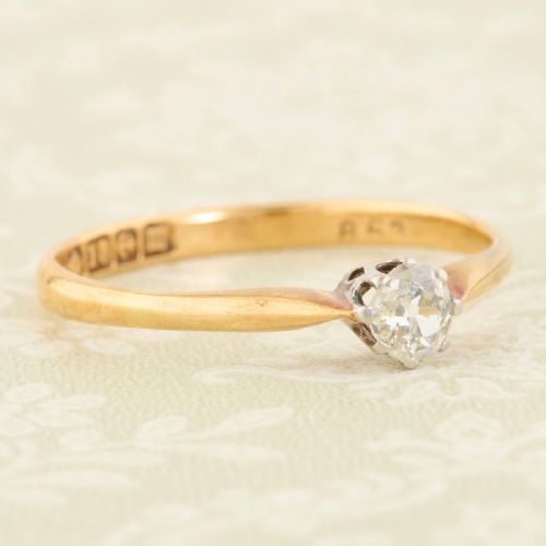 18CT GOLD OLD CUT DIAMOND SOLITAIRE RING - ADDITIONAL PHOTO 2