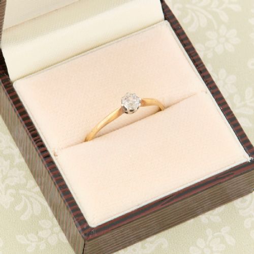 18CT GOLD OLD CUT DIAMOND SOLITAIRE RING - ADDITIONAL PHOTO 7