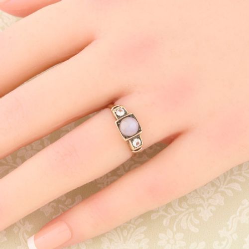 ART DECO 9CT GOLD STAR SAPPHIRE 3 STONE RING - ADDITIONAL PHOTO 1