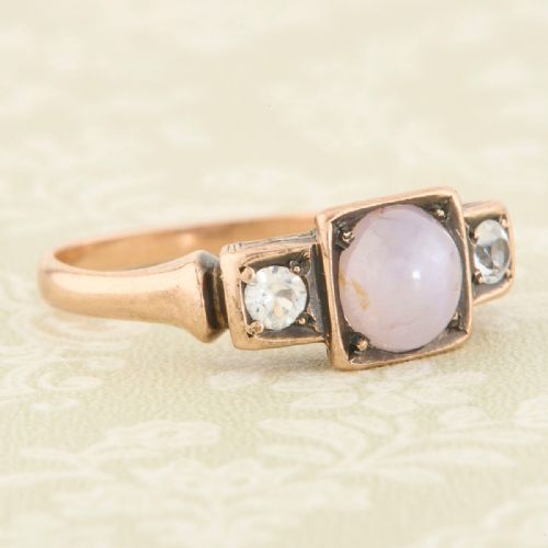 ART DECO 9CT GOLD STAR SAPPHIRE 3 STONE RING - ADDITIONAL PHOTO 2