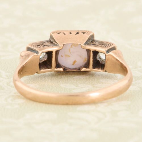 ART DECO 9CT GOLD STAR SAPPHIRE 3 STONE RING - ADDITIONAL PHOTO 4