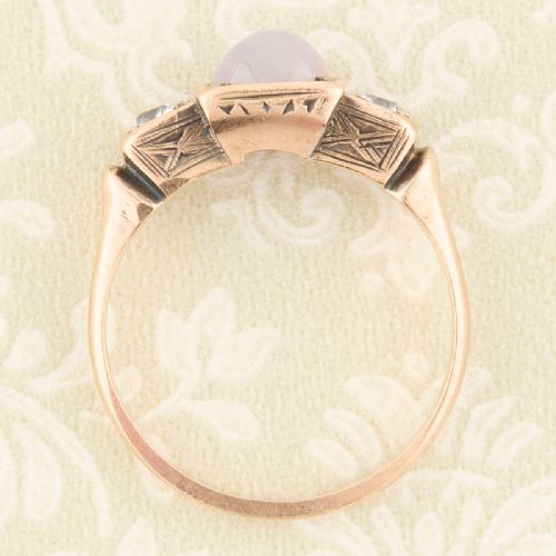 ART DECO 9CT GOLD STAR SAPPHIRE 3 STONE RING - ADDITIONAL PHOTO 5
