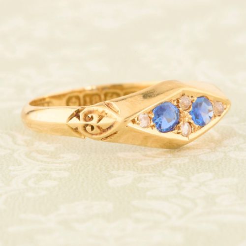 18CT GOLD SAPPHIRE DIAMOND DRESS RING - ADDITIONAL PHOTO 2