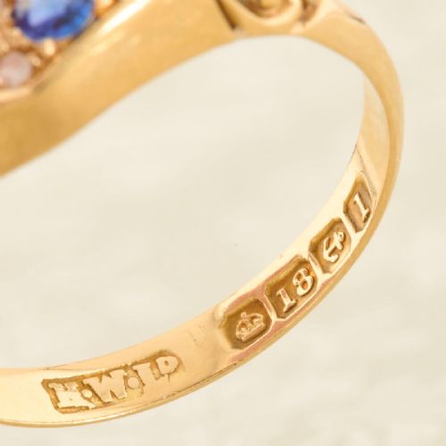 18CT GOLD SAPPHIRE DIAMOND DRESS RING - ADDITIONAL PHOTO 6