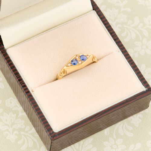 18CT GOLD SAPPHIRE DIAMOND DRESS RING - ADDITIONAL PHOTO 7