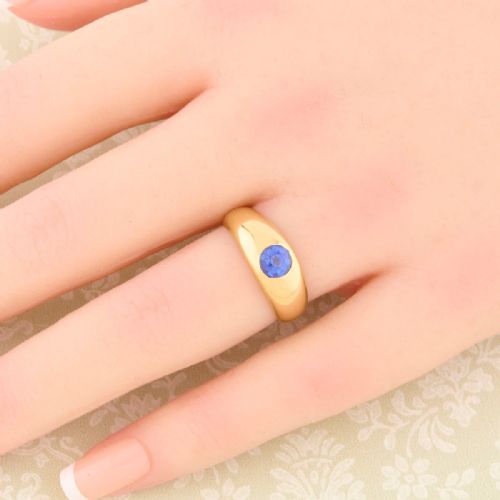 18CT GOLD SIMULATED SAPPHIRE GYPSY RING - ADDITIONAL PHOTO 1