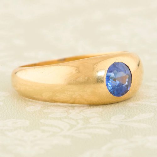 18CT GOLD SIMULATED SAPPHIRE GYPSY RING - ADDITIONAL PHOTO 2