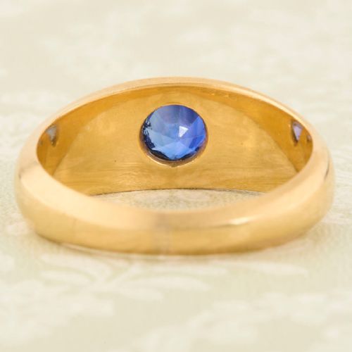 18CT GOLD SIMULATED SAPPHIRE GYPSY RING - ADDITIONAL PHOTO 4