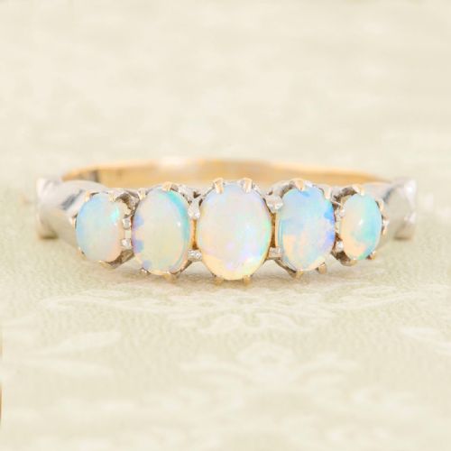 15ct gold 5 stone opal ring - CATEGORY: ANTIQUE JEWELLERY - DATED VICTORIAN