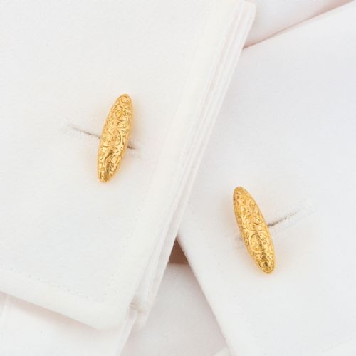 15CT GOLD ENGRAVED BULLET CUFFLINKS - ADDITIONAL PHOTO 4