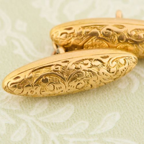 15CT GOLD ENGRAVED BULLET CUFFLINKS - ADDITIONAL PHOTO 1