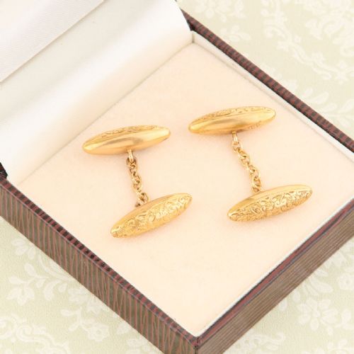 15CT GOLD ENGRAVED BULLET CUFFLINKS - ADDITIONAL PHOTO 5