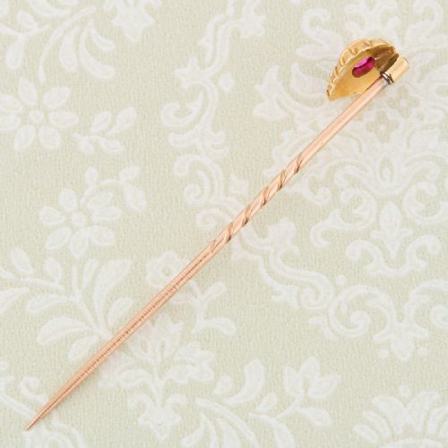 15CT GOLD HEART CUT RUBY AND DIAMOND TIE PIN - ADDITIONAL PHOTO 5
