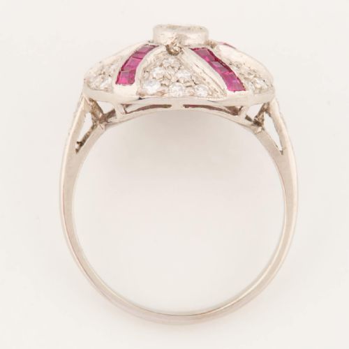 18CT WHITE GOLD RUBY DIAMOND SPIRAL CLUSTER RING - ADDITIONAL PHOTO 5