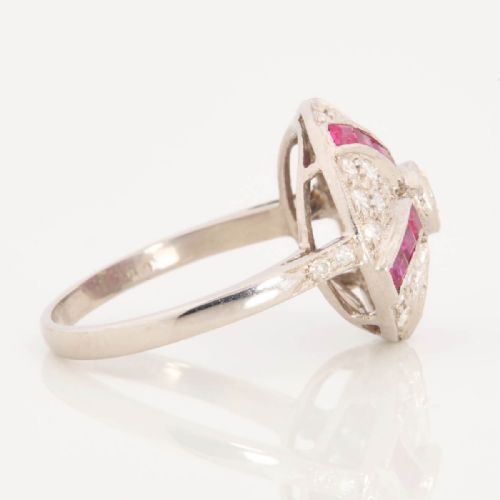 18CT WHITE GOLD RUBY DIAMOND SPIRAL CLUSTER RING - ADDITIONAL PHOTO 8