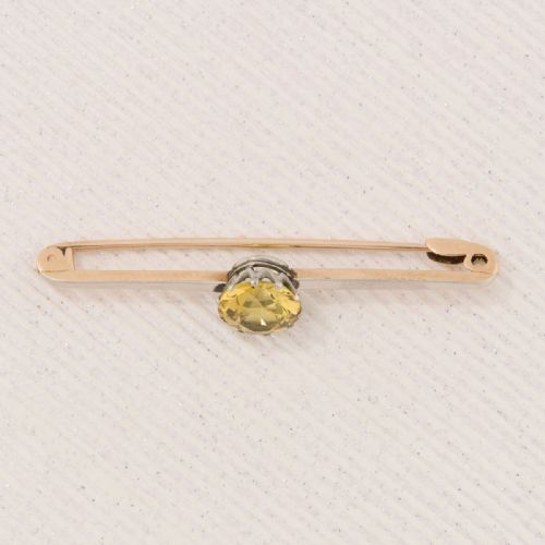 15CT GOLD CHYRSOBERYL BAR BROOCH - ADDITIONAL PHOTO 5