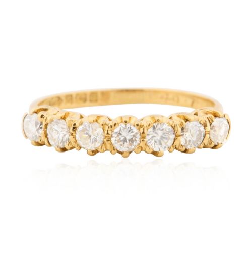 VINTAGE 18CT GOLD 7 STONE DIAMOND ETERNITY RING 070 CARAT