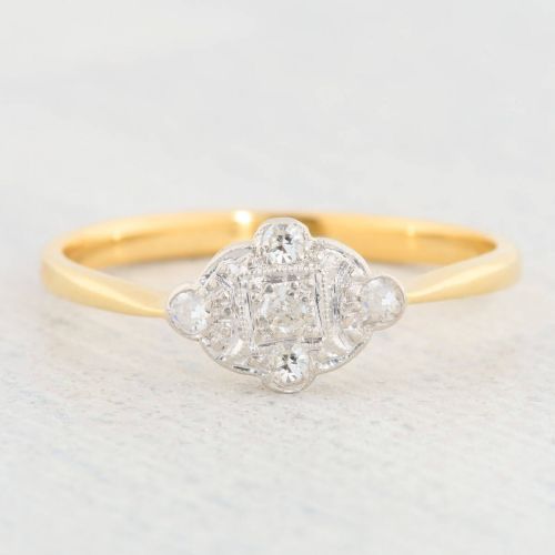 VINTAGE 18CT GOLD DIAMOND DRESS RING - ADDITIONAL PHOTO 2