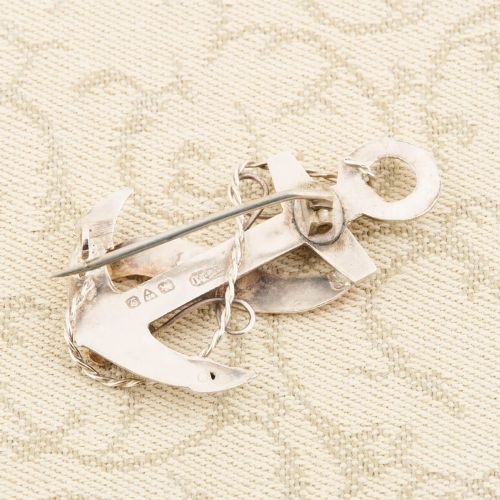 ANTIQUE SILVER GOLD ANCHOR PENDANT BROOCH - ADDITIONAL PHOTO 3